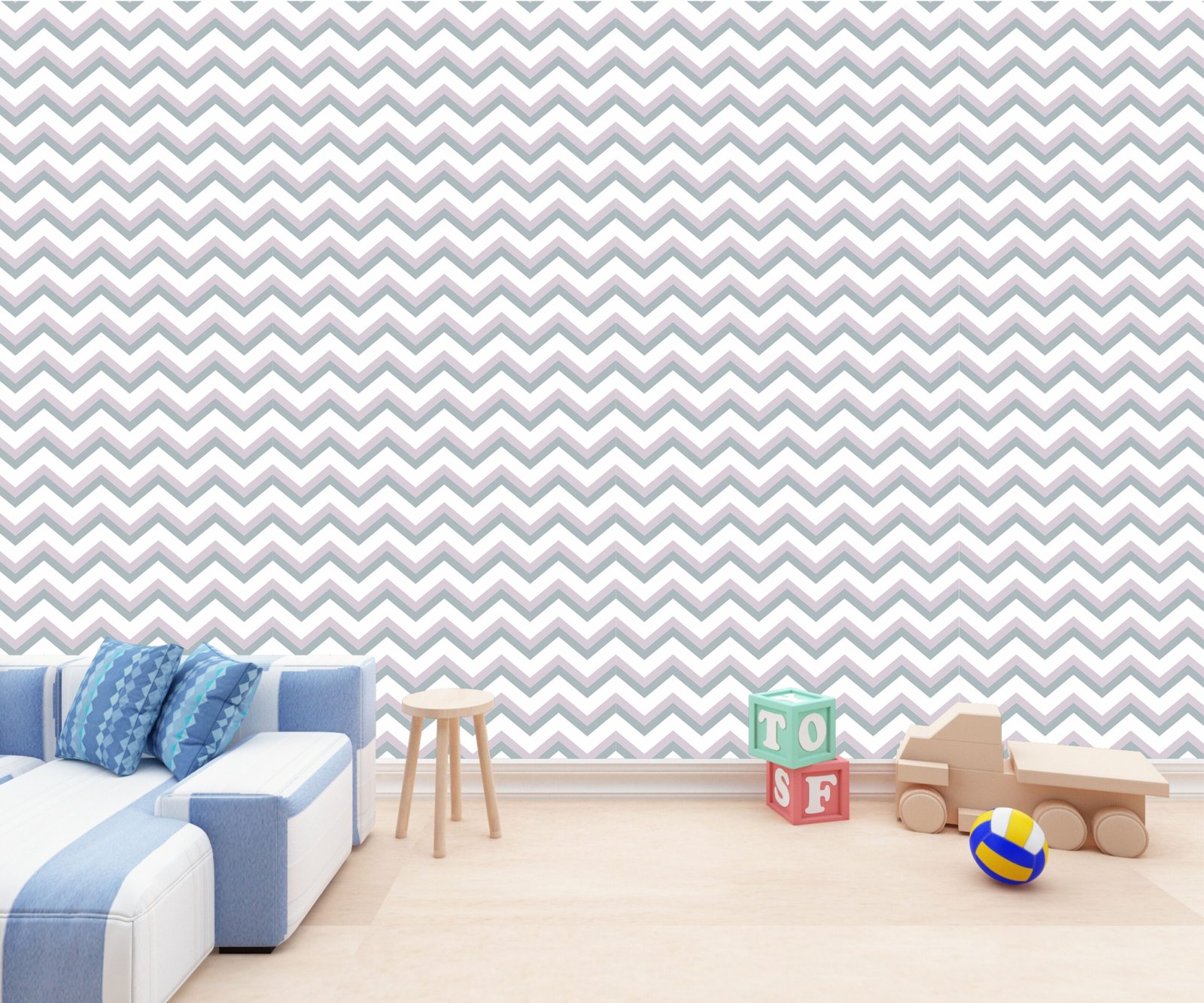 Papel de Parede Adesivo chevron Verde Cinza - Imagem 2