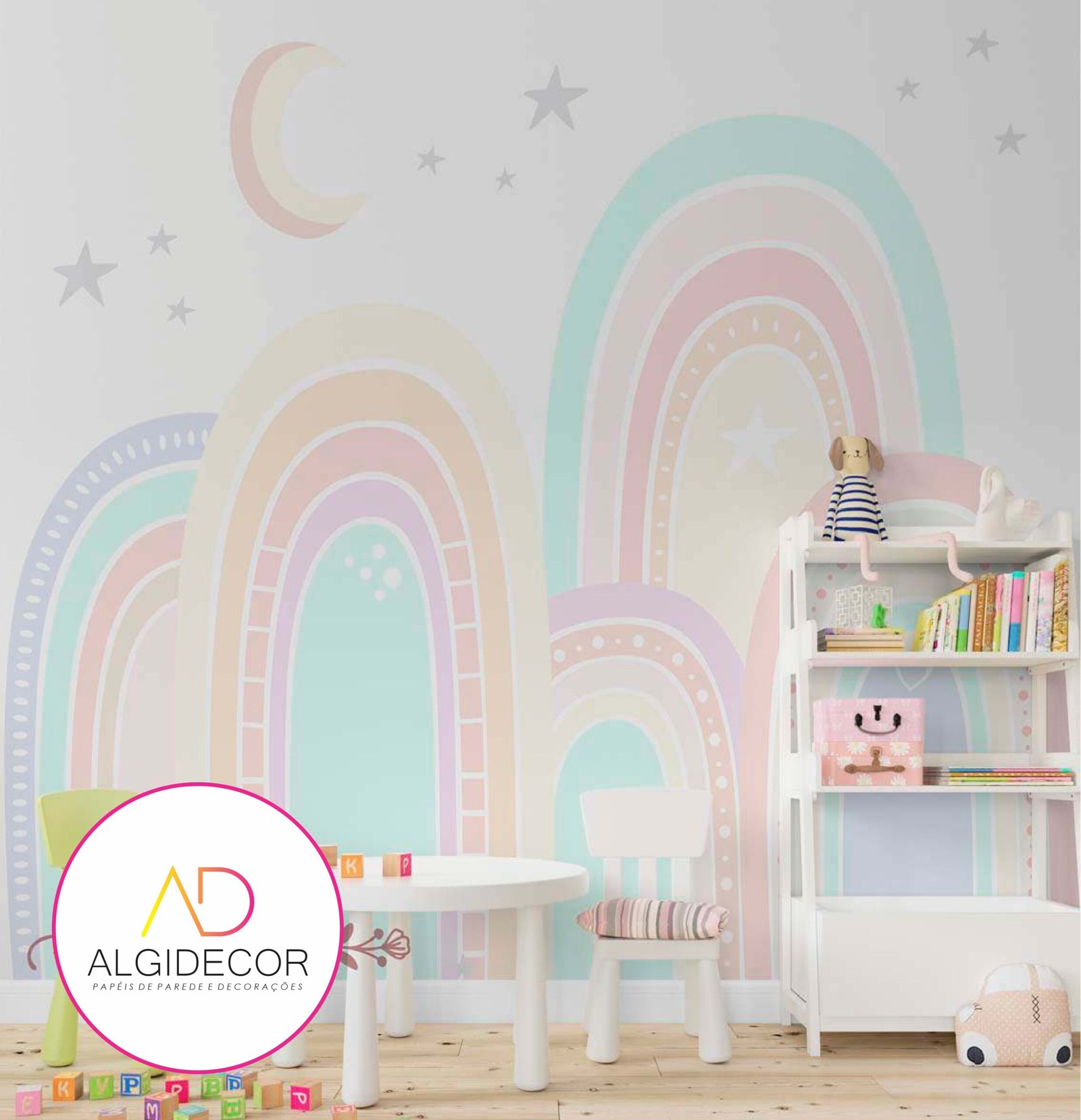 Papel de Parede Adesivo Arco-íris coloridos