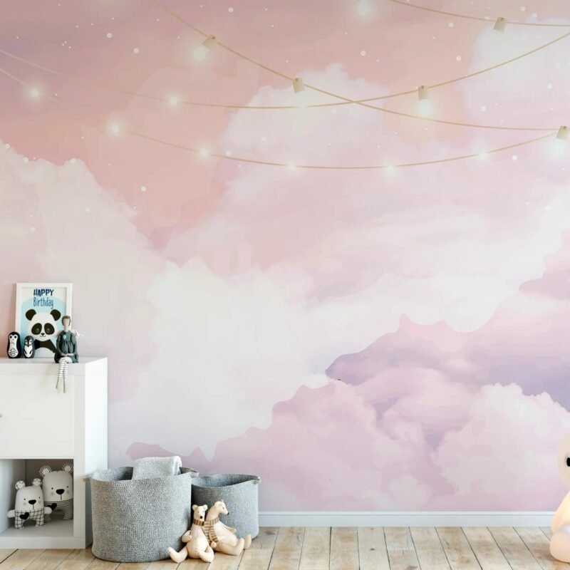 Papel de parede nuvem rosa m²