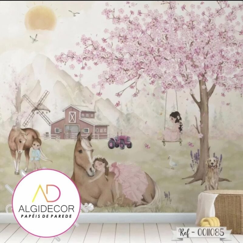 Papel de Parede Adesivo fazendinha rosa